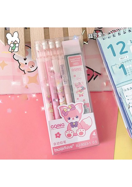 Sevimli Peach Dinozor Dolunlu Mekanik Kalemler Silgiler Silgiler Kawaii Otomatik Kalemler Kore Kırtasiye Okul Ofis Renk: E (Yurt Dışından)