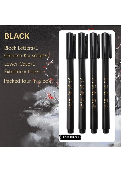 Leto Çin Tarzı Kaligrafi Fırça Uç Kalemi Öğrenci Kolay Yazma Işaretleri Sanat Okulu Malzemeleri Kırmızılık Siyah/kırmızı/altın Renk: Siyah 4pcs (Yurt Dışından)