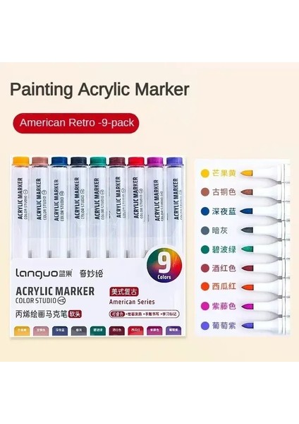 171/9 Renkler Doğrudan Sıvı Akrilik Boya Işaretçisi Kalem Seti Dıy Boyama Çizim Taş Ayakkabı Cam Okulu Sanat Sarf Malzemeleri Istasyoncilik: Set H (Yurt Dışından)