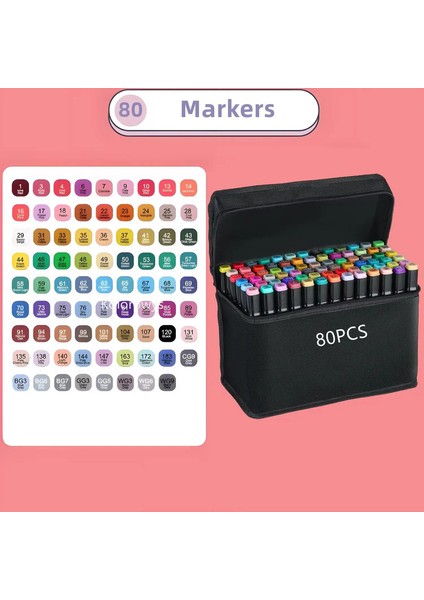 Alkol Işaretleri Çift Uçlar Öğrenci Yetişkin Için Kalıcı Art Markers Kalem, Boyama, Boyama, Eskiz Için Eskiz Işaretleri Çizimler: 80 Renk (Yurt Dışından)