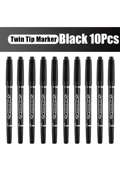 5/10 Pcs Twin Uç Kalıcı Marker Siyah/mavi/kırmızı Yağ Kalemi Ince Nid Mürekkep Kırtasiye Okulu Ofis Malzemeleri Maddeler: Kırmızı-5pcs (Yurt Dışından)