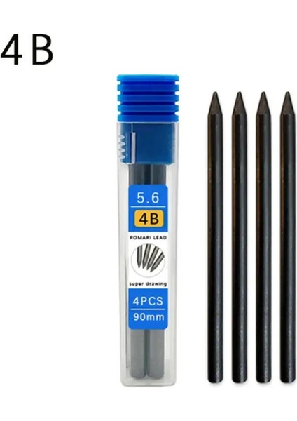 5.6mm Metal Mekanik Kalem 2b/4b/6b/8b Kalem Yeniden Doldurma Sanat Yazma Aracı Çizimler Tasarım Otomatik Kalem Kırtasiye Renk: 4pcs-4b Doldurma (Yurt Dışından)