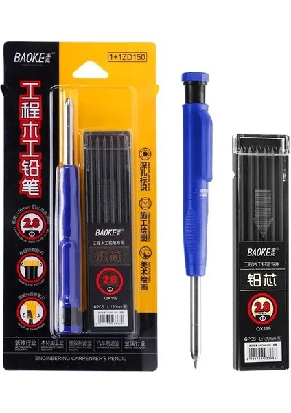 2.8mm Carpenter Mekanik Kalem Ahşap Işleme Için Keskinleştirme ile Uzun Kafa Marangoz Kalem Sevimli Kırtasiye Renk: Mavi Set (Yurt Dışından)