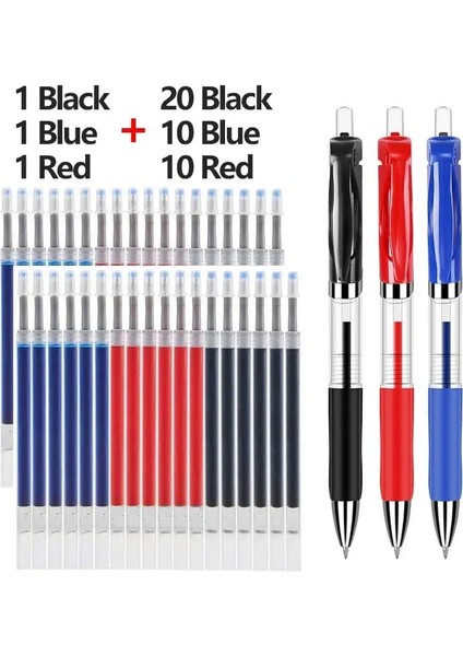 43 Pcs Jel Pens Dolumlar Set Set Stattyery Büyük Kapasite Yazma Kalem Siyah/kırmızı/mavi Mürekkep 0.5mm Beyan Pen Ofis Okulu Malzemeleri Madde: Kırmızı Set-43 Pcs (Yurt Dışından)