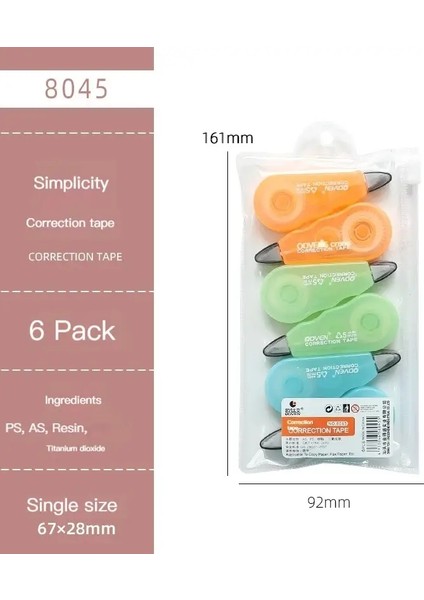 6pcs/paket Düzeltme Bantları Promosyon Hediyesi Güney Kore Kırtasiye Sevimli Kız Taşınabilir Mini Bant Seti Okul Ofis Tedarik Renk: Stil 5 (Yurt Dışından)