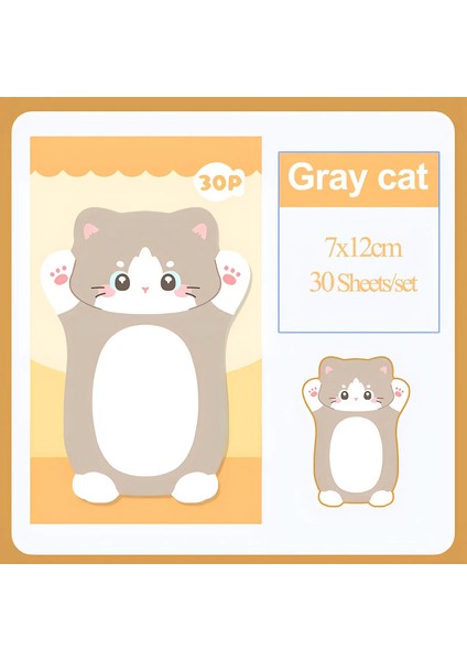 Estetik Kedi Yapışkan Notlar Sevimli Kawaii Memo Pad Not Defteri Not Defteri Kağıt Kırtasiye Günlük Planlayıcı Dizin Yapılacak Çıkarma Sticker Renk: Gri Kedi (Yurt Dışından)