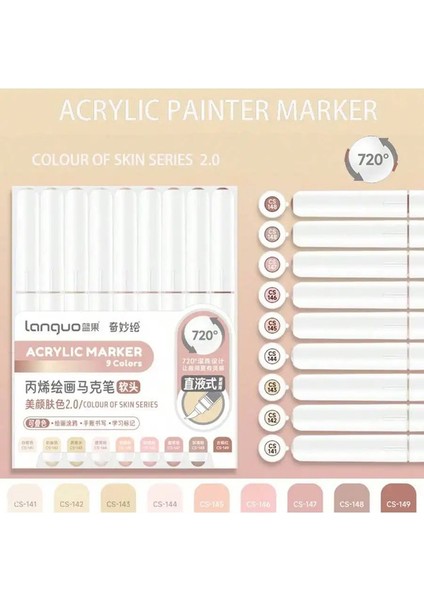 9/45/54/63/81/126 Renkler Akrilik Marker Kalem Seti, Ahşap, Cam, Kumaş, Kayalar Için Fırça Uç Boya Işaretleri Boya Kalemleri Kalemler Molor: Cilt Rengi 2.0 (Yurt Dışından)