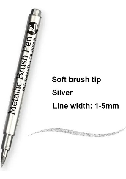 1/2pc Fırça Metalik Işaretçi Kalemleri Altın Gümüş Kalıcı Sanat Işaretleri El Sanatları Için Manga Scrapbooking Catteryery Okulu Sanat Malzemeleri: 1pcs Fırça Gümüş (Yurt Dışından)