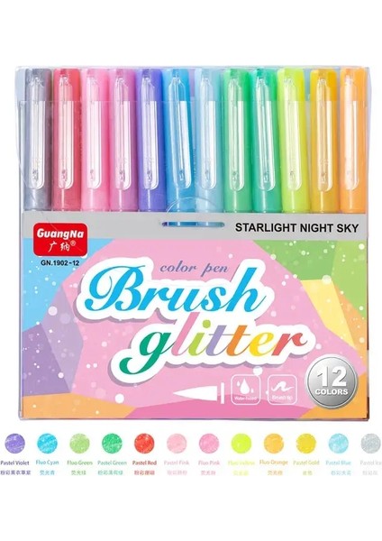12 Renk/set Fırça Parıltı Vurgulayıcı Kalem Ince Flash Işaretler Scrapbook Diary Journal Için Maker Present Statteryer (Yurt Dışından)