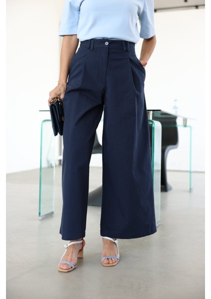 Belden Oturtmalı Geniş Paça Pantolon fırsatları