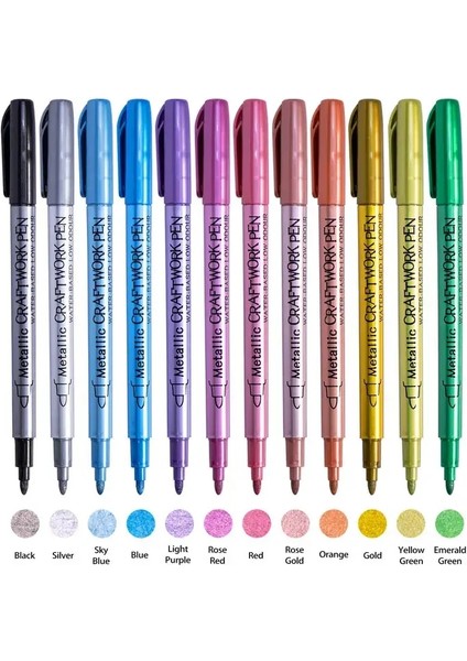 12 Renk Metalik Su Geçirmez Kalıcı Işaretçi Dıy Epoksi Reçine Kalıp Çizim Malzemeleri Zanaat Graffiti Marker Pencolor: 550S-12 Renk (Yurt Dışından)