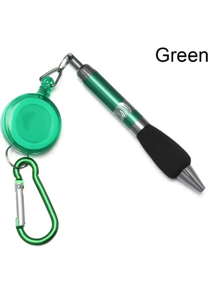 Metal Geri Çekilebilir Çekme Halat Beyaz Kalemi Lanyar Dağcılık Toka Anahtar Zinciri Kolay Çekme Toka Kalem Kırtasiye Yazma Araçları Renk: Yeşil (Yurt Dışından)