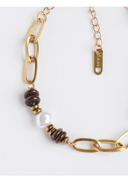 Altın Rengi Inci Detaylı Zincir Bileklik indirimleri