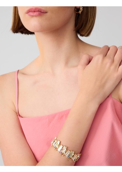 Pembe Mine Kaplamalı Kadın Bileklik Zarif Günlük Stil 100% Pirinç Malzeme