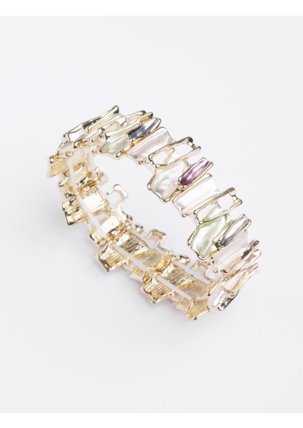 Pembe Mine Kaplamalı Kadın Bileklik Zarif Günlük Stil 100% Pirinç Malzeme modelleri