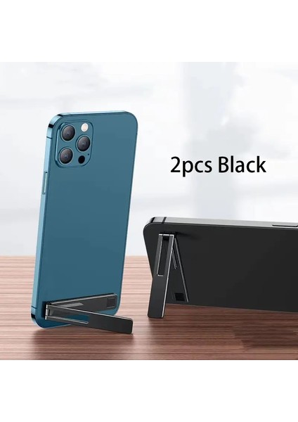 Ultra Metal Katlanır Cep Telefonu Mini Tutucu Görünmez Arka Sopa Masaüstü Braket Alaşım Taşınabilir Telefon Desteği Stand Renk: Siyah-2pcs (Yurt Dışından)