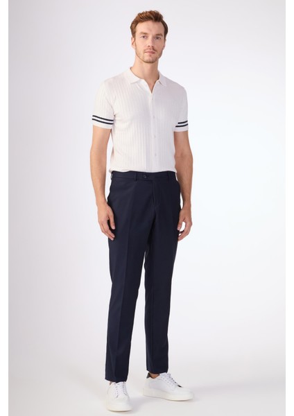 Koyu Lacivert Erkek Regular Fit Düz Pantolon - 103937