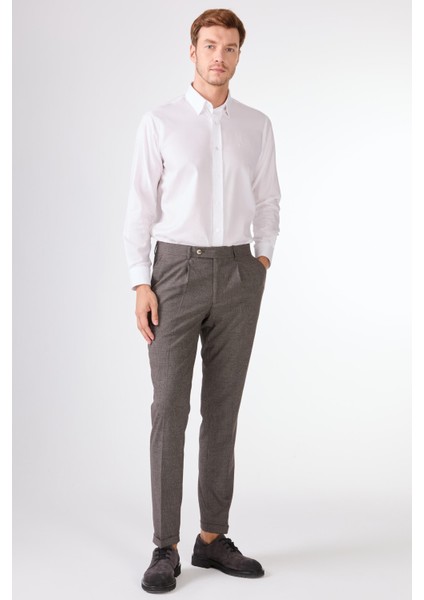 Kahve Melanj Erkek Slim Fit Pantolon fiyatları