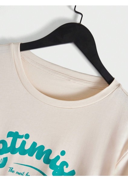 Taş Bisiklet Yaka Önü Optimism Baskılı T-Shirt fiyatları