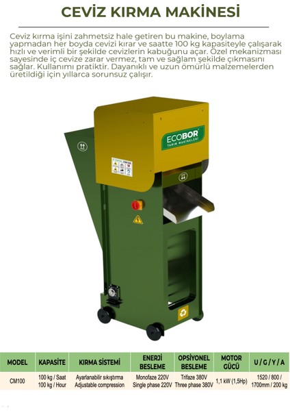 CM100 Ceviz Kırma Makinesi fiyatları