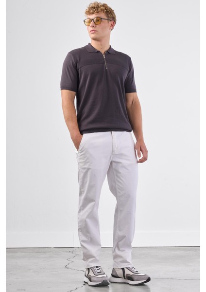 Beyaz Yan Cep Düz Regular Fit Erkek Pantolon fiyatları