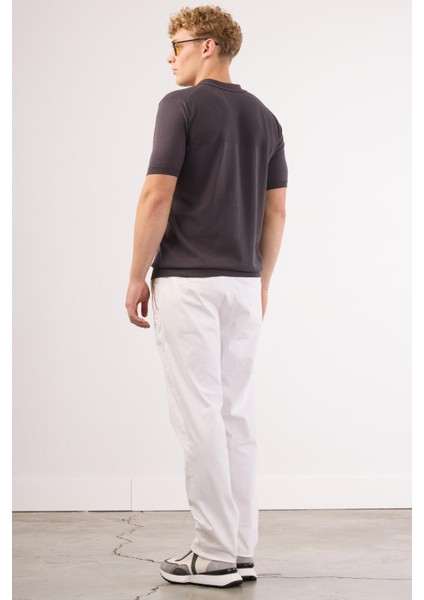 Beyaz Yan Cep Düz Regular Fit Erkek Pantolon fırsatları