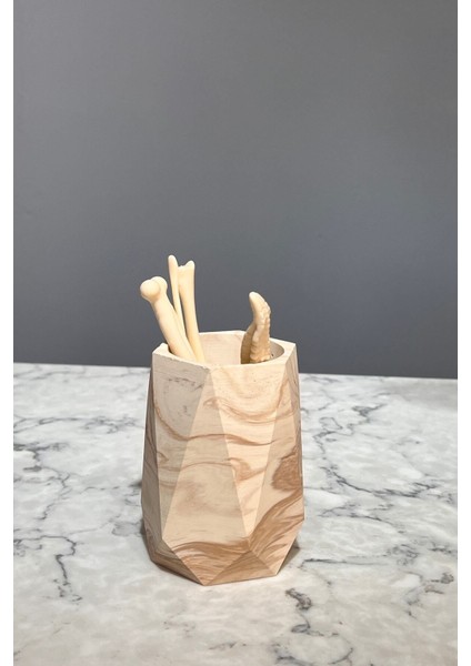 Mermer Desenli Beton Geometrik Kalemlik