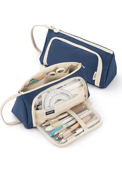 Renkli Sevimli Pencil Kılıf Kalem Kasılı Okul Çantası Kawaii Büyük Kapasiteli Kalem Çantası Kalemleri Okul Kalem Kutu Kırtasiye Papeleria Renk: Twill Lacivert (Yurt Dışından)