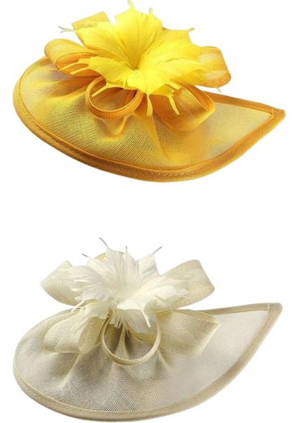 2x File Fascinator Başlık Çay Partisi Sarı (Yurt Dışından)
