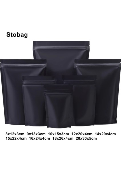Stobag 100PCS Siyah Mat Yemek Ambalaj Çantaları Fermuar Stand Up Çay Fındık Için Mühürlü Şeker Fasulyeleri Depolama Yeniden Kullanılabilir Koşanlar Renk: 100 Pcs 10X15X3CM (Yurt Dışından)
