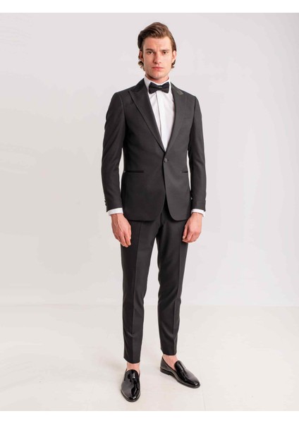 Siyah Erkek Modern Fit Mono Yaka Smokin Takım fırsatları