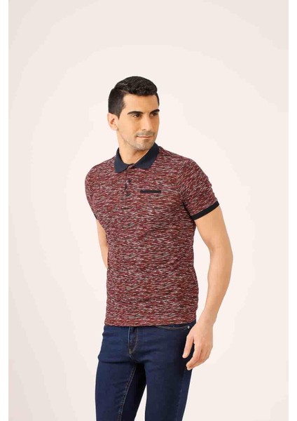 Bordo Erkek Regular Fit Desenli Polo Yaka T-shirt - 70026 fiyatları