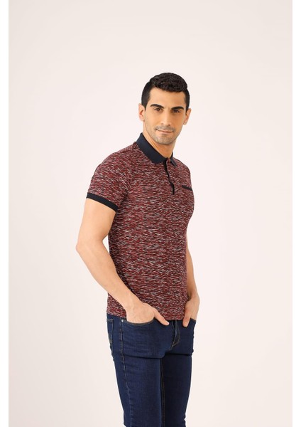 Bordo Erkek Regular Fit Desenli Polo Yaka T-shirt - 70026 modelleri