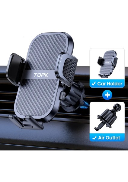 Topk Araba Telefon Tutucusu Süper Kararlı Araba Telefon Montajı Araç Gösterge Tablosu/ön Cam/hava Havalandırma Hava Havalandırması Tüm Mobile Fonecolor: Hava Havalandırma 1 (Yurt Dışından)
