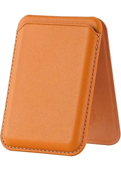 İPHONE16 15 14 13 12 Pro Max Manyetik Kart Cüzdan Tutucu Deri Cüzdan Kart Telefon Arka Kapak Çantası Renk: Altın Kahverengi (Yurt Dışından)