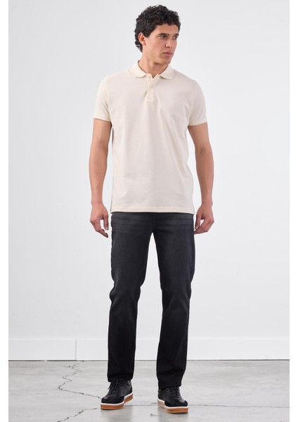 Ekru Polo Yaka Pamuklu Düz Renk Slim Fit Erkek T-shirt fiyatları