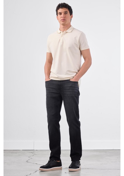 Ekru Polo Yaka Pamuklu Düz Renk Slim Fit Erkek T-shirt modelleri