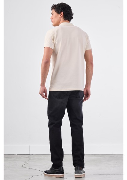 Ekru Polo Yaka Pamuklu Düz Renk Slim Fit Erkek T-shirt fırsatları