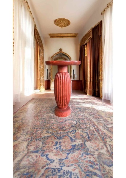 Tekli Doğal Ahşap Mantar Yan Sehpa Maun Renk