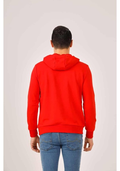 Kırmızı Erkek Regular Fit Kapüşonlu Sweatshirt fırsatları