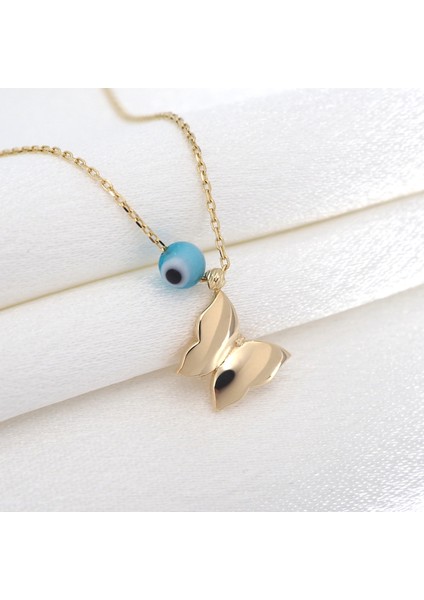Minimalist Kelebek Kolye Nazar Boncuklu
