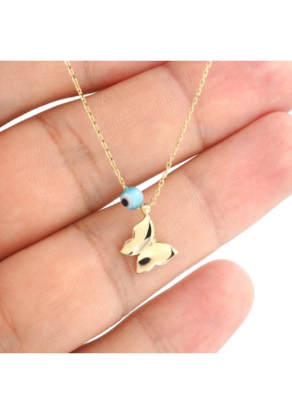 Minimalist Kelebek Kolye Nazar Boncuklu modelleri