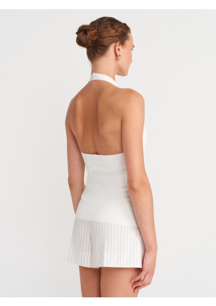 10794 Halter V Yaka Basıc Bluz-Beyaz fiyatları