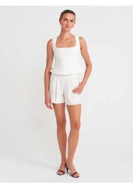 50860 Peplum Korse Top-Ekru fırsatları