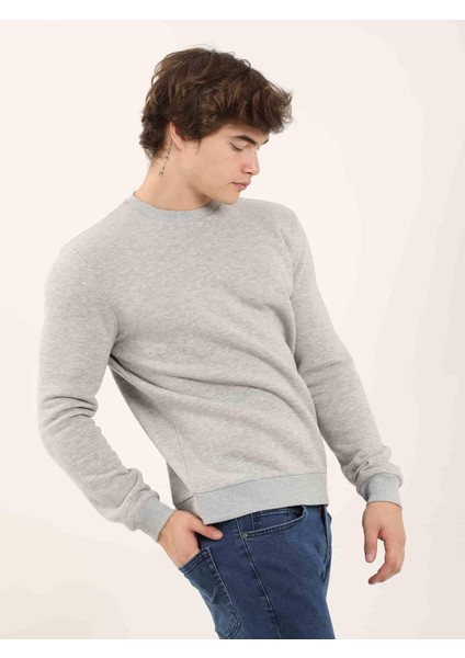 Gri Melanj Erkek Regular Fit Bisiklet Yaka Sweatshirt fiyatları