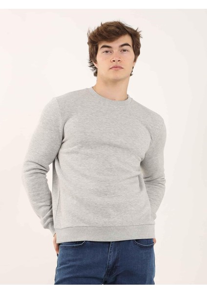 Gri Melanj Erkek Regular Fit Bisiklet Yaka Sweatshirt modelleri