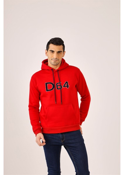 Kırmızı Erkek Regular Fit Kapüşonlu Sweatshirt