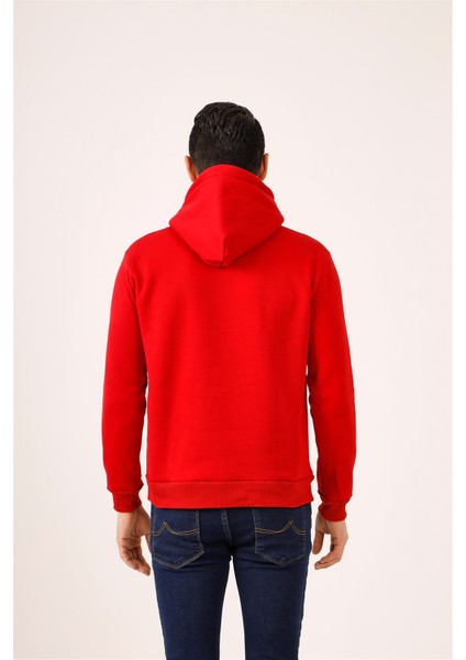 Kırmızı Erkek Regular Fit Kapüşonlu Sweatshirt fırsatları