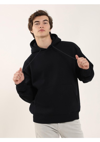 Lacivert Erkek Regular Fit Kapüşonlu Sweatshirt modelleri