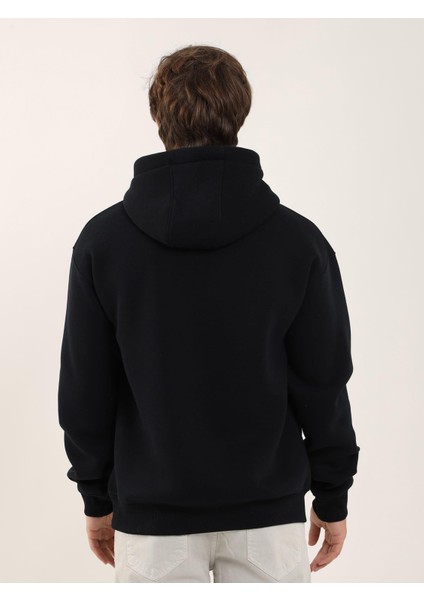 Lacivert Erkek Regular Fit Kapüşonlu Sweatshirt indirimleri